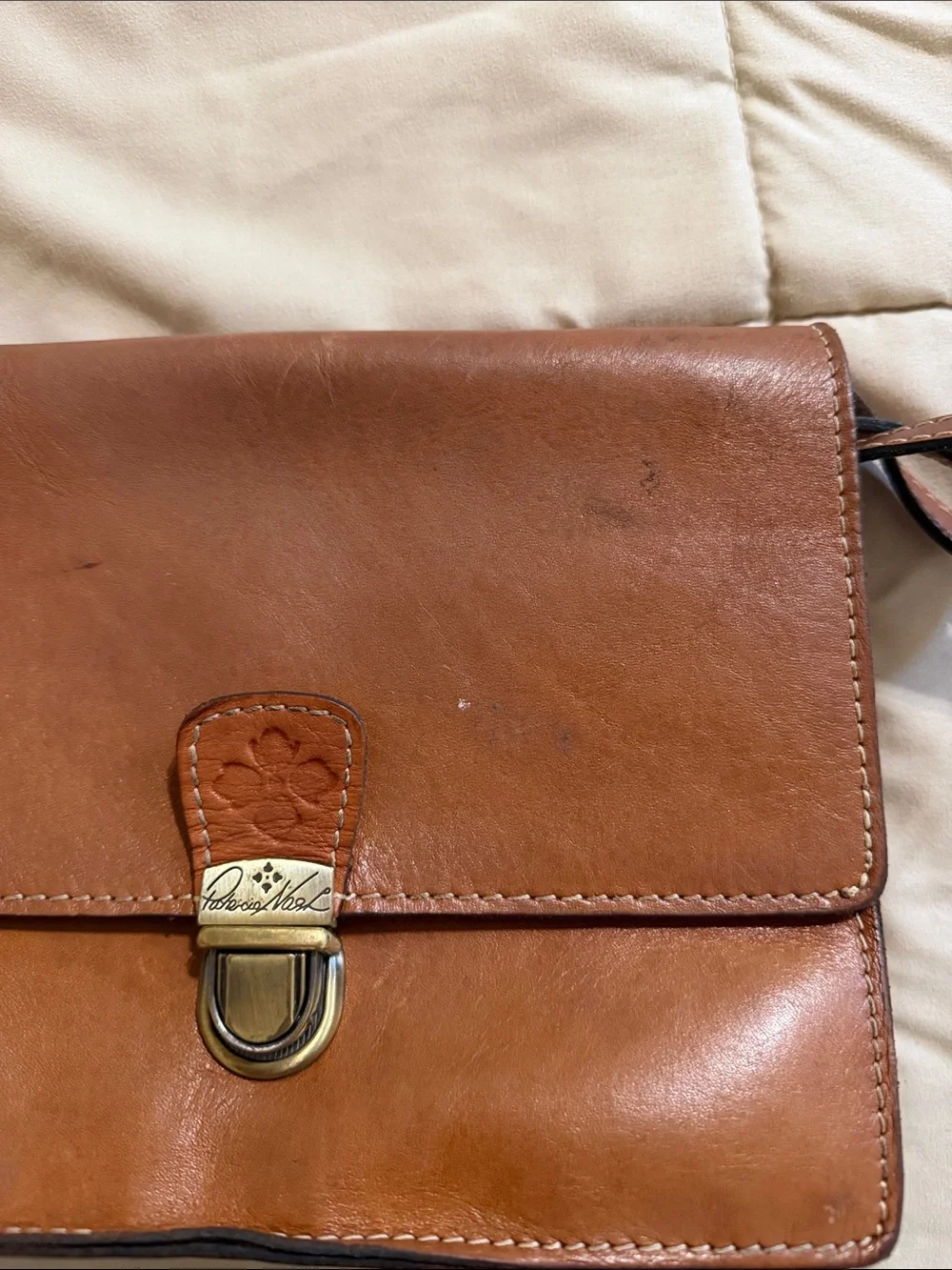 Classic Leather Wristlet Clutch - Tan